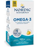 Maisto papildas NORDIC NATURALS Omega-3, 690 mg, 60 kapsulių, citrinų skonio