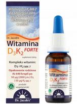 Maisto papildas Dr Jacob’s Vitamin D3 K2 Forte lašai, 20 ml, su MK-7, 2000 TV