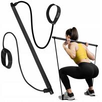 Pilates treniruočių lazda su lankstomais pasipriešinimo amortizatoriais