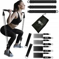 Pilates treniruočių lazda su 4 pasipriešinimo gumomis MuscleForge