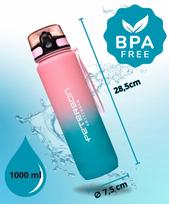 Gertuvė su matuokliu, rožinė-mėlyna, Tritan, 1000 ml