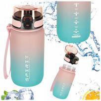 Gertuvė 600 ml su matavimo graduote, antgaliu ir laikikliu, rožinė/mėlyna