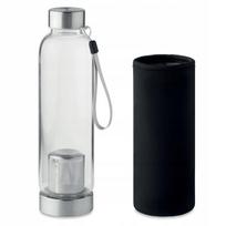 Stiklinis sportinis butelis su arbatos sieteliu, 500 ml, su neopreno dėklu