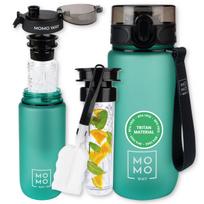 Vandens butelis MOMO WAY, tamsiai žalias, 600 ml, su gertuvės antgaliu ir matavimo dangteliu