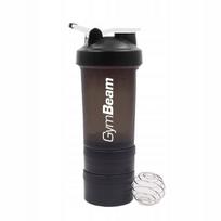 Plaktuvė su baltymų talpa GymBeam, 600 ml, juoda