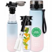 Vandens butelis MOMO WAY, 1 l, rožinės ir mėlynos spalvos, Tritan gertuvė