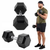 Gumuota hantelis XTREXO Hex, 10 kg, šešiakampis, neslystantis