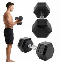 Gumuota hantelis XTREXO Hex, 7,5 kg, ketaus, neslystantis