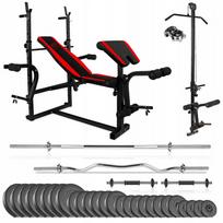 Svorio treniruočių rinkinys GYM SAPPHIRE 178 kg su suoleliu ir hanteliais