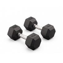 Hanteliai HEX 2 x 15 kg, gumuota danga, 30 kg komplektas