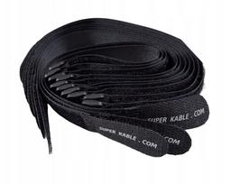 Juodos „Velcro“ kabelių juostelės su sagtimi, 35 cm, 10 vnt.