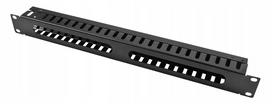 Kabelių tvarkyklė RACK 19" spintai, 1U, 24 metaliniai laikikliai