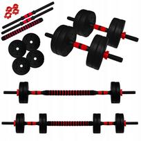 Reguliuojamų hantelių rinkinys 2 x 5 kg (10 kg) su sujungimo grifu ir svareliais