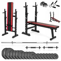 Svorio treniruočių rinkinys GYM SAPPHIRE 82 kg su suoliuku ir hanteliais
