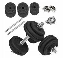 Reguliuojamų ketaus hantelių rinkinys 2 x 15 kg, 28 mm grifai, 30 kg
