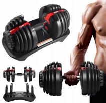 Reguliuojami ketaus hanteliai 2,5–24 kg su stovu, greitas keitimas