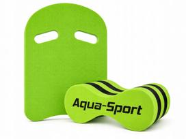 Plaukimo treniruočių rinkinys Aqua-Sport lenta ir plūdurys, žalias