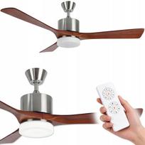 Lubų ventiliatorius ELEGANT LED DC, 132 cm, medžio dizainas, su nuotolinio valdymo pultu ir laikmačiu, šviestuvas