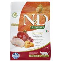 FARMINA N&D PUMPKIN - Quail&Pomegr NEUTERED ADULT sausas maistas katėms, 1.5 kg