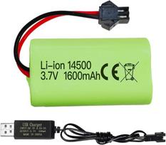 3.7V 1600mAh Li-ion baterija su SM-2P jungtimi ir USB įkrovimo laidu – Yunique Green-Clean-Power – Suderinama su Wltoys 9962, 8837 RC automobiliais ir žaisliniais statybiniais sunkvežimiais