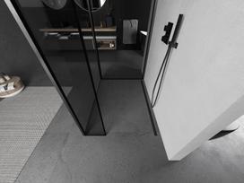 Mexen Kioto Dušo sienelė Walk-in 120 x 100 x 40 cm, juodas rėmelis, šepečio pilkas - 800-120-100-221-66-70-040