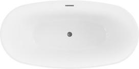 Mexen Eris laisvai stovinti vonia 155 x 80 cm, balta, gun gray šlifuota perpildymo sistema - 53441558000-66, 155 x 80 cm