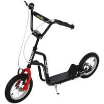 Vaikų paspirtukas Reguliuojamas vairas Paspartukas Miesto paspirtukas Vaikų paspirtukas Kickboard su pneumatinėmis padangomis 12 colių nuo 5 metų Juodas 120 x 58 x 75-80 cm