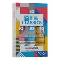 Tepalų rinkinys sistema JO Tri Me Triple Pack Classic 3x30 ml Neutralus, Masažinis, Sultingas Ananasas