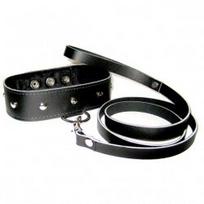 BDSM odinis antkaklis su pavadėliu Sportsheets Leather Collar & Leash Set