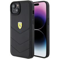 Dėklas Ferrari dygsniuotas metalinis logotipas iPhone 15 Plus - Pagrindinis