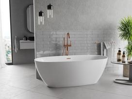 Mexen Luvo Slim laisvai stovinti vonia 170 x 75 cm, balta, nušlifuotas vario perpylimas - 52801707500-65, 170 x 75 cm
