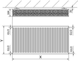 Mexen C33 plokščias radiatorius 300 x 600 mm, šoninis prijungimas, 801 W, baltas - W433-030-060-00, 300 x 600 mm