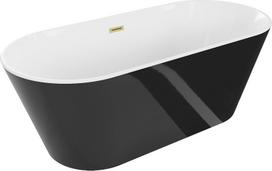 Mexen Flavia laisvai pastatoma vonia 160 x 75 cm, balta/juoda, auksinis matinis perpylimas - 54031608075-55, 160 x 75 cm