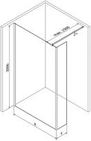 Mexen Kioto dušo siena Walk-in 140 x 30 cm, permatoma, auksas šlifuota - 800-140-212-55-00-030