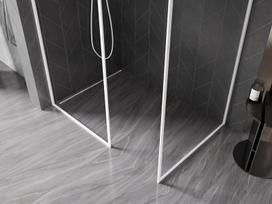 Mexen Kioto-F dušo sienelė Walk-in su rėmu 150 x 90 cm, skaidri 8 mm, balta - 800-150-202-04-20-090