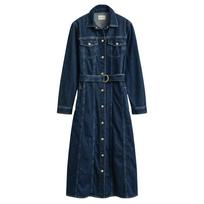 Midi suknelė moterims, Mėlyna, Belted denim midi dress