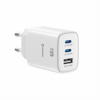Swissten Edge Travel Charger Edge GaN 2x USB-C PD 65W + 1x USB-A 18W QC white