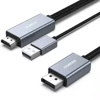 Benfei hDMI to DisplayPort cable, 4K 60Hz, 2K 144Hz, 1080P 165Hz, unidirectional, 1.8 m, gray