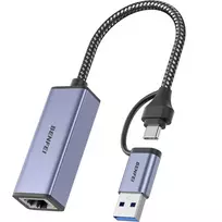 Benfei uSB-A to USB-C to RJ45 USB 3.0 adapter, gray