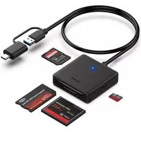 Benfei 4-in-1 Card Reader (USB-C, USB-A 3.0) for SD, Micro SD, MS, CF – Black