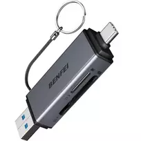 Benfei 2-in-1 USB-C and USB-A 3.0 SD/Micro SD Card Reader, Black