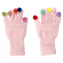 Toptel Gloves for touch screens with pom poms PINK