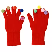 Toptel Touch screen gloves with pom poms RED