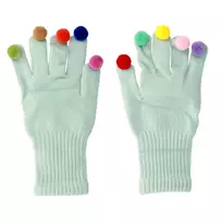 Toptel Light blue touch screen gloves with pom poms