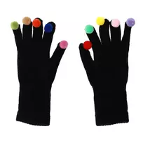 Toptel Gloves for touch screens with pom poms BLACK