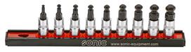 Sonic 1/4" galvučių su šešiabriauniu(HEX) antgaliu rinkinys užapvalintas (9 vnt.) (100903, SONIC)