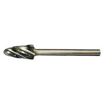 ⬡ Kietmetalio sukamoji freza F formos smailas medis (RBF) (aliuminiui) Ø9,6 x 19 mm (GF610203)