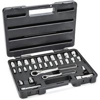⬡ Pereinamųjų galvučių rinkinys su terkšle 3/8" + 1/4", 30 vnt. (ST09132SJ, SATA)