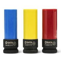 ⬡ Ilgų smūginių galvučių rato veržlėms rinkinys 1/2" 3 vnt. (ST09142G, SATA)