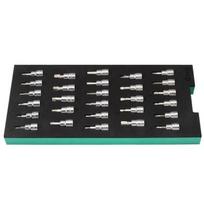 ⬡ Dėklas. 3/8'' galvučių su antgaliais rinkinys 28 vnt. (pl./PH/PZ/HEX/torx) (ST09006G, SATA)